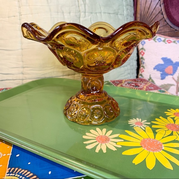 Amber Glass Compote - Picture 8 of 8